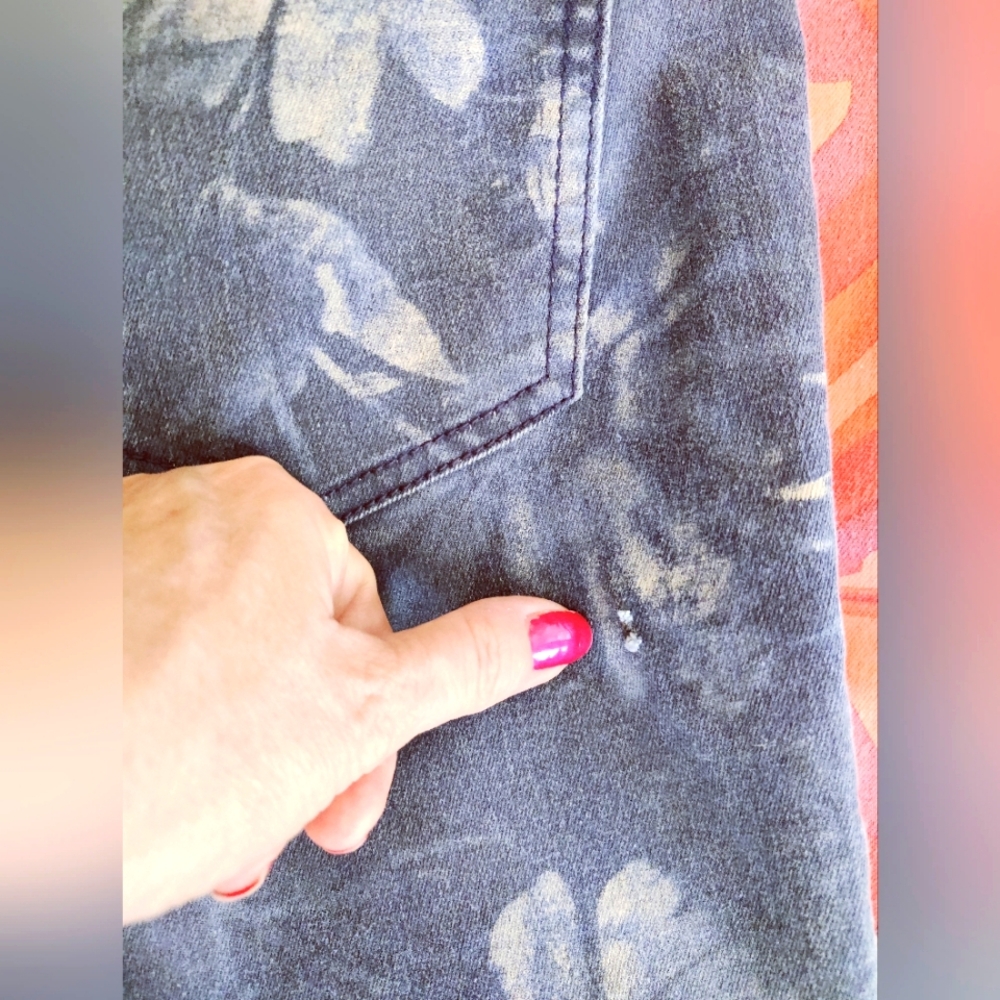 Floral Print Flare Jeans - Navy - Picture 8 of 9